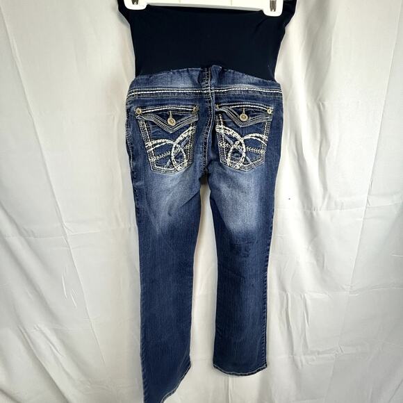 WallFlower Maternity Blue Jeans Size medium Denim embellished pocketsCloe - Picture 10 of 15